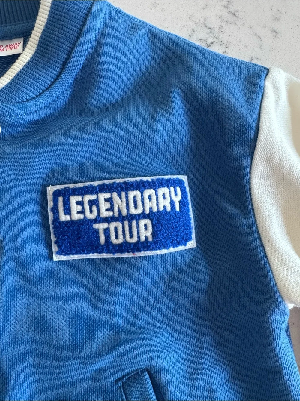 Zara Kids 'Legendary Tour' Blue & White Varsity Jacket